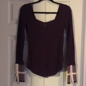We the Free Purple Henley with striped cuffs! Super cute!